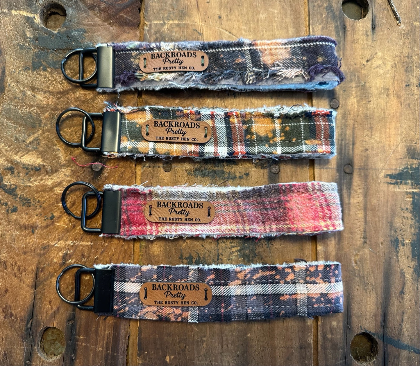 Distressed Flannel Wristlet Keychain-Fall + Winter Edition
