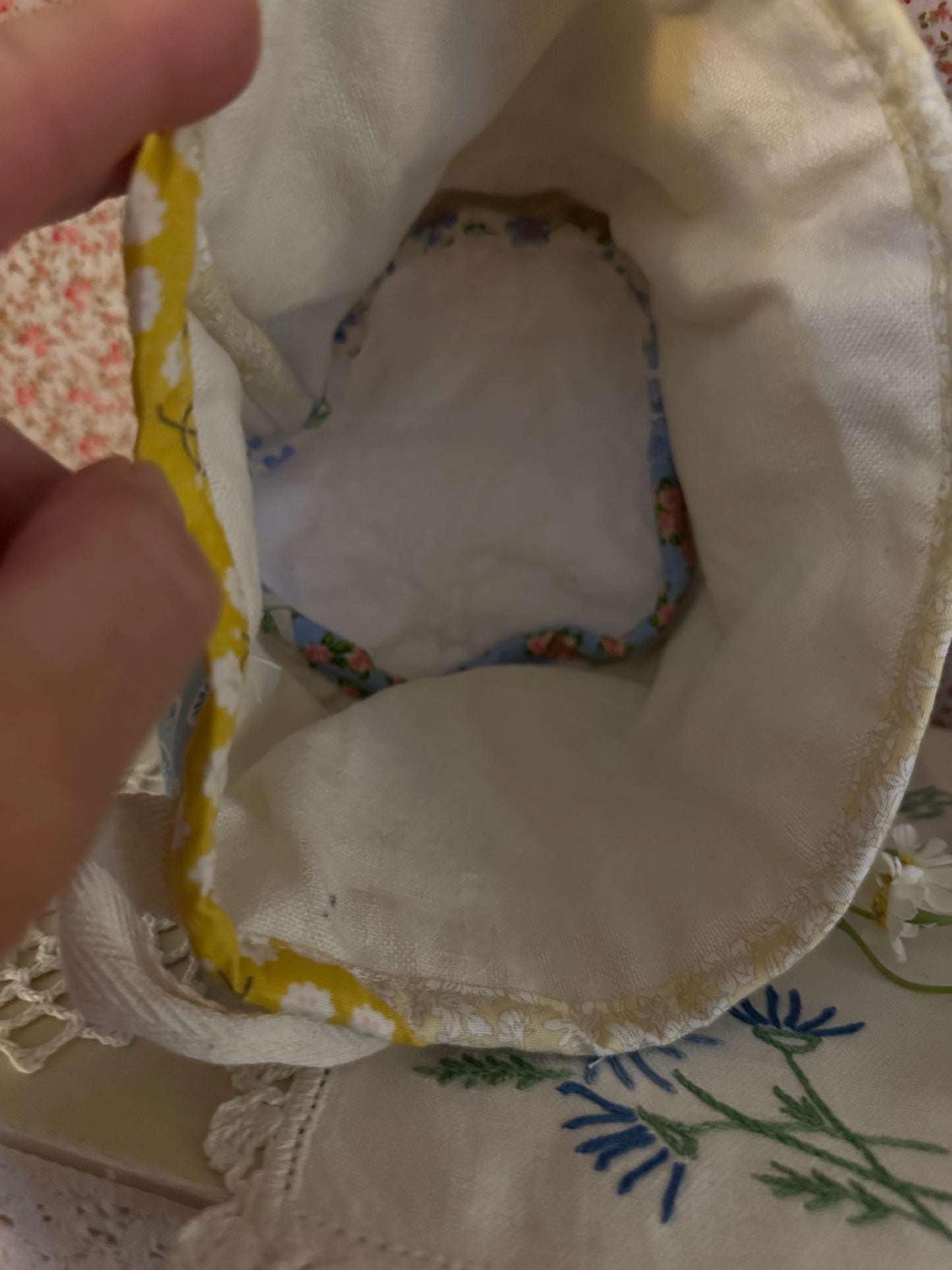 Quilted Basket – Blue Floral Patchwork