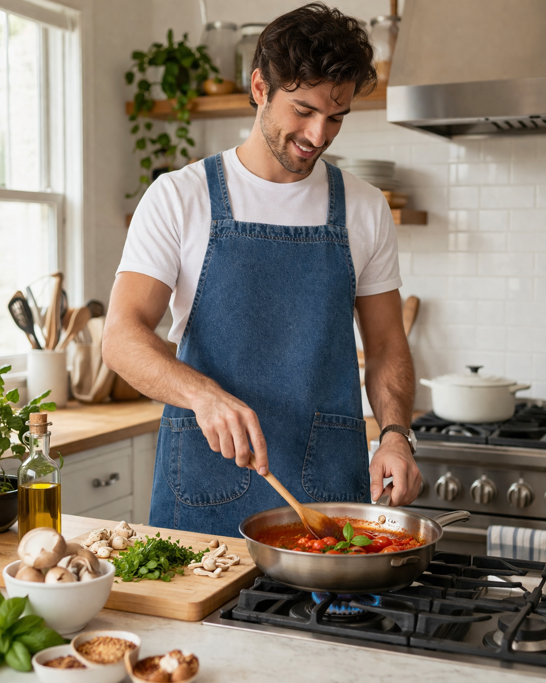 Denim Kitchen Apron-Classic Everyday Cooking + Gardening Style