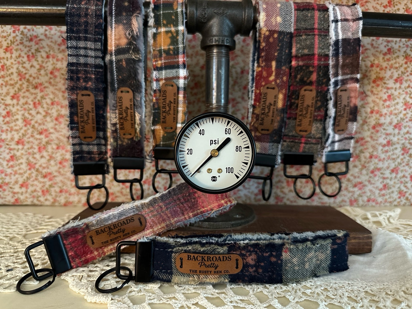Distressed Flannel Wristlet Keychain-Fall + Winter Edition