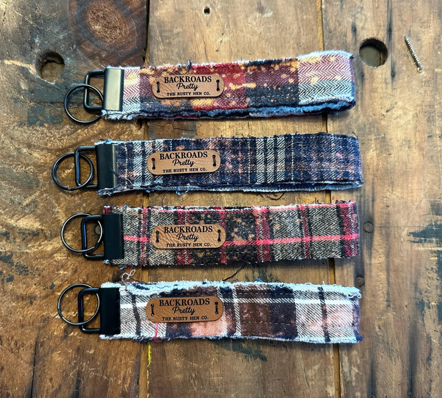 Distressed Flannel Wristlet Keychain-Fall + Winter Edition