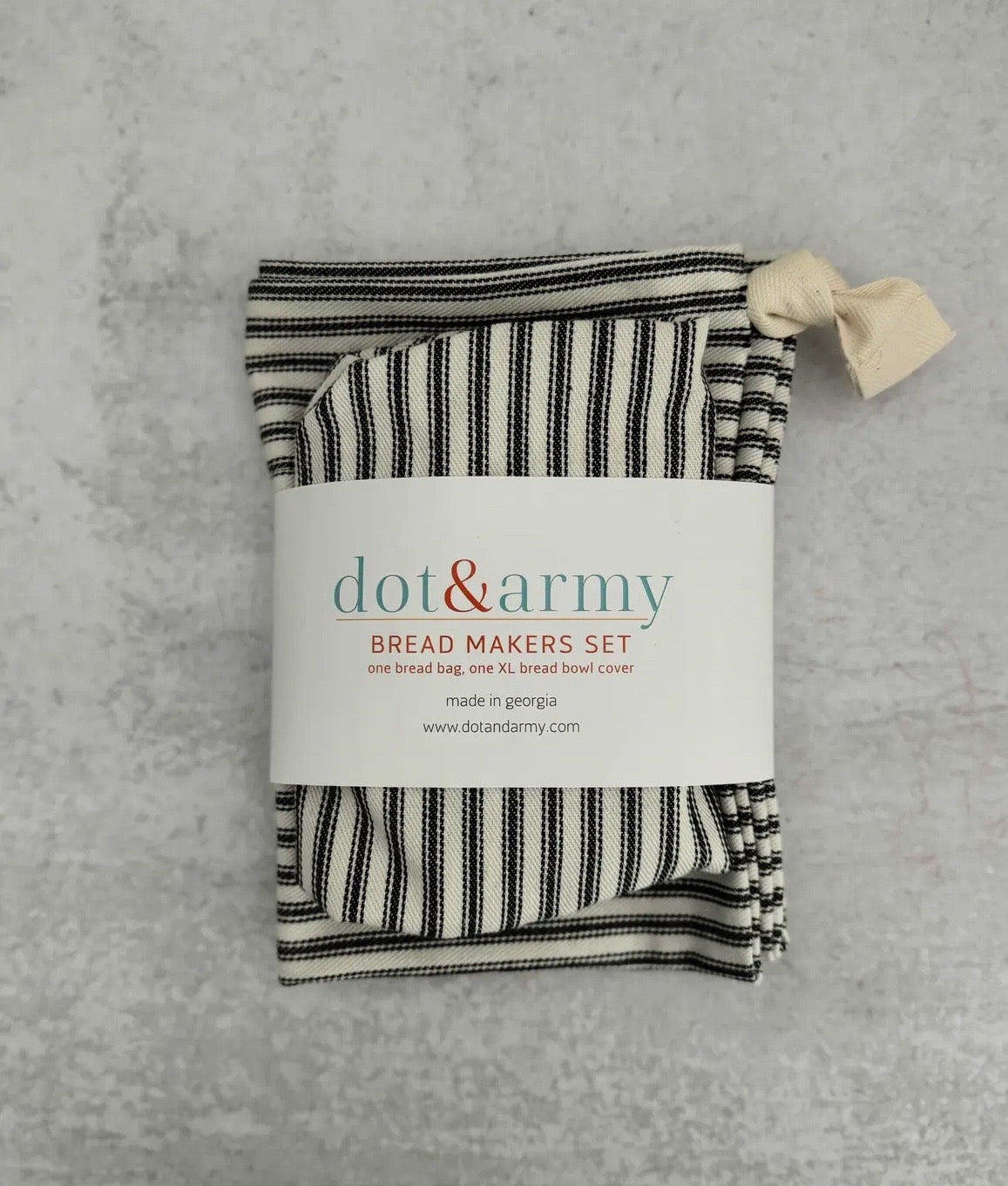 Bread Maker's Set-Bread Bag and Bowl Cover-Grey Ticking Stripe