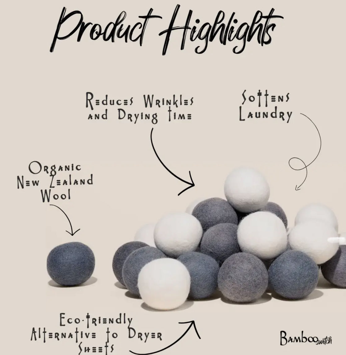 Organic Wool Dryer Balls-Set of 6