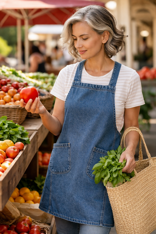 Denim Kitchen Apron-Classic Everyday Cooking + Gardening Style