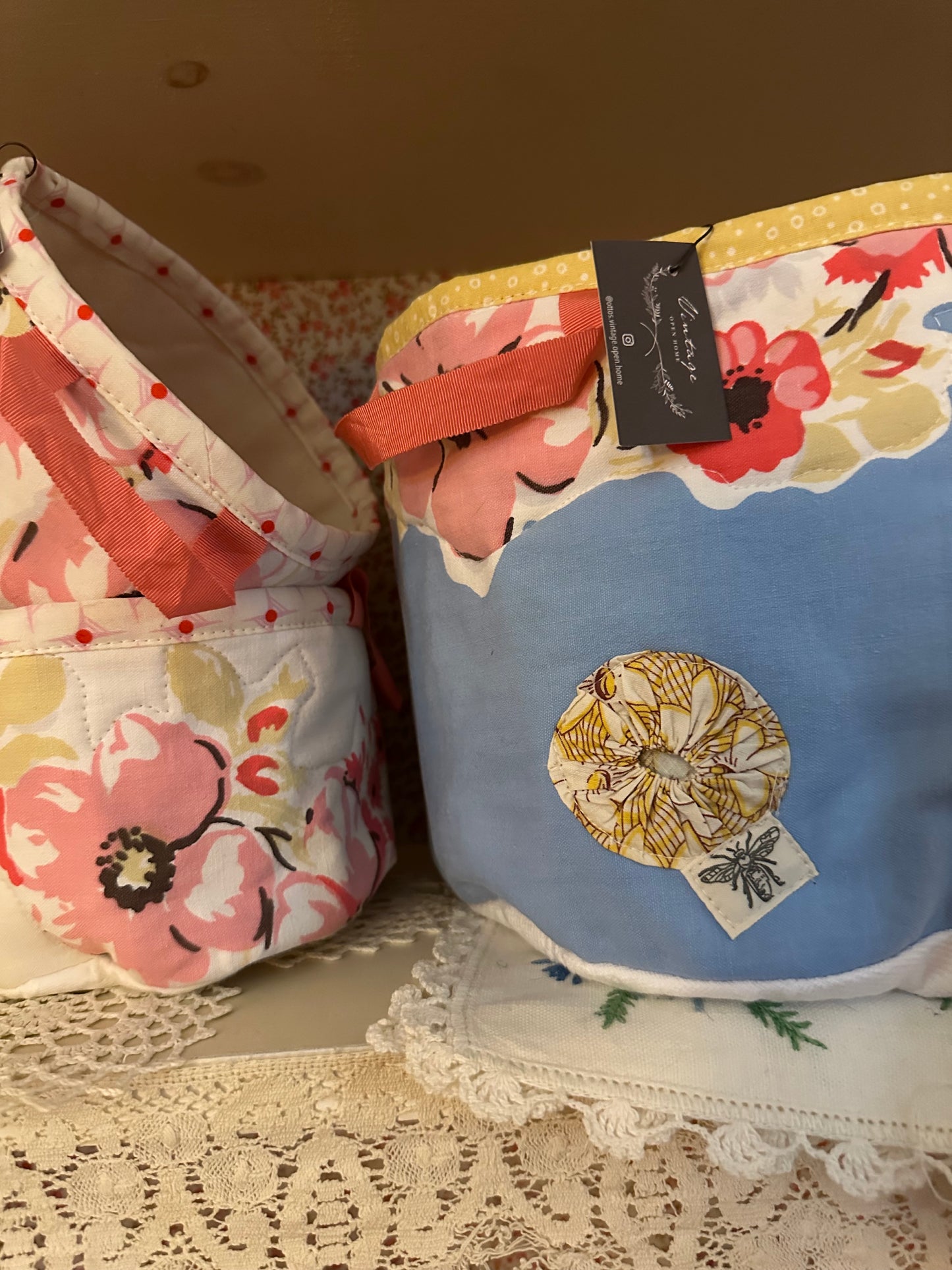 Quilted Basket Set- Floral Trio