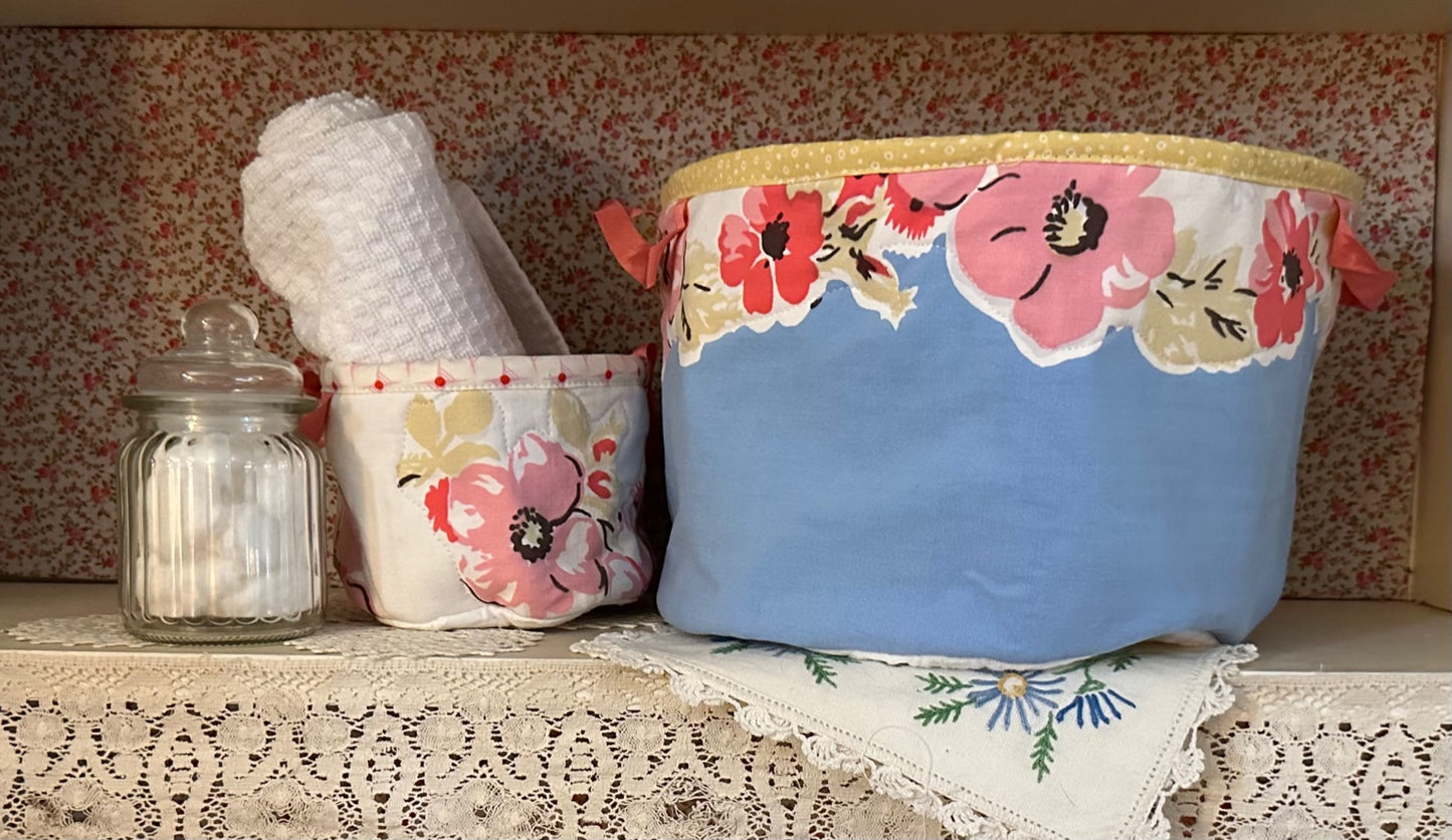 Quilted Basket Set- Floral Trio