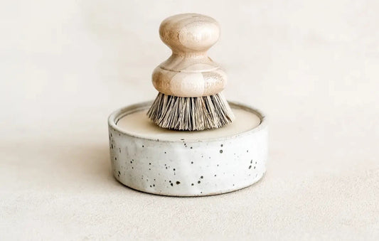 Organic Solid Dish Soap in Handmade Stoneware Dish