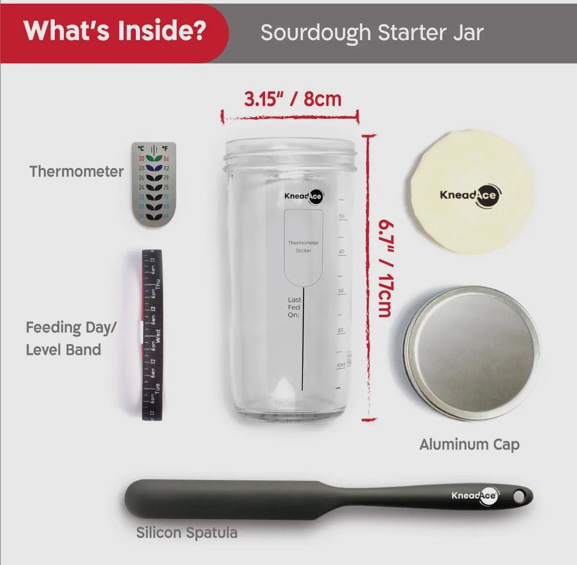 KneadAce Sourdough Starter Jar-Limited Holiday Edition